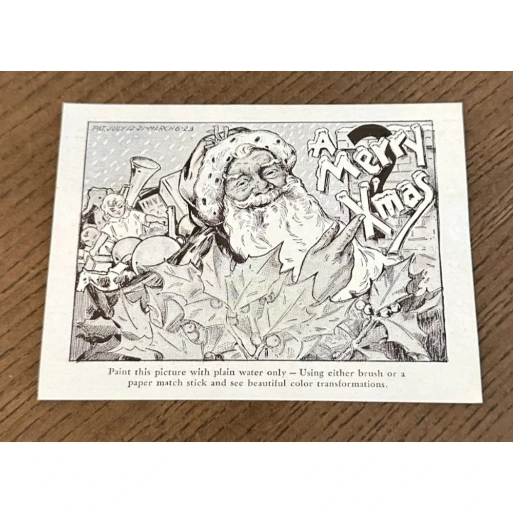 1923 Weber Baking Co. World's Greeting Christmas‎ Santa Water Magic Paint Card